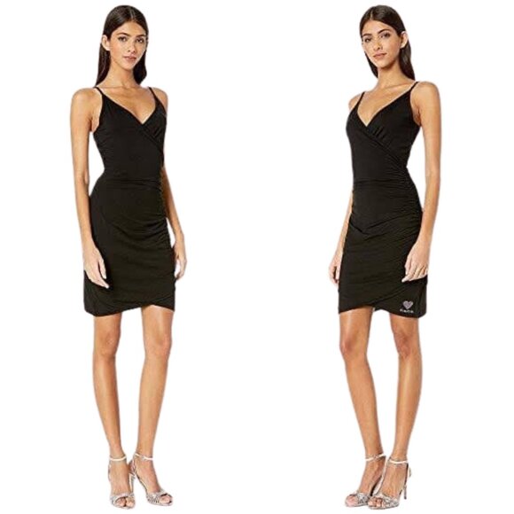 90's bebe Dress Faux Wrap Black Rhinestone 90s SZ XL NWT - Picture 3 of 9